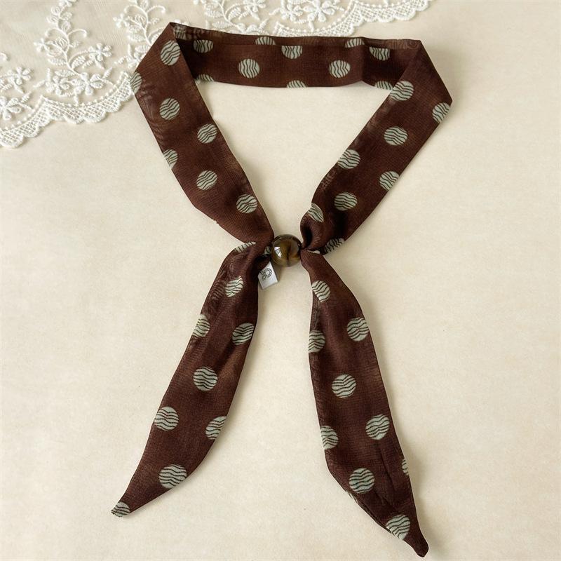 Spring and New Drawstring Scarf Retro High-end Women's Versatile Slim and Long Scarf Fashionable Clothing Accessories