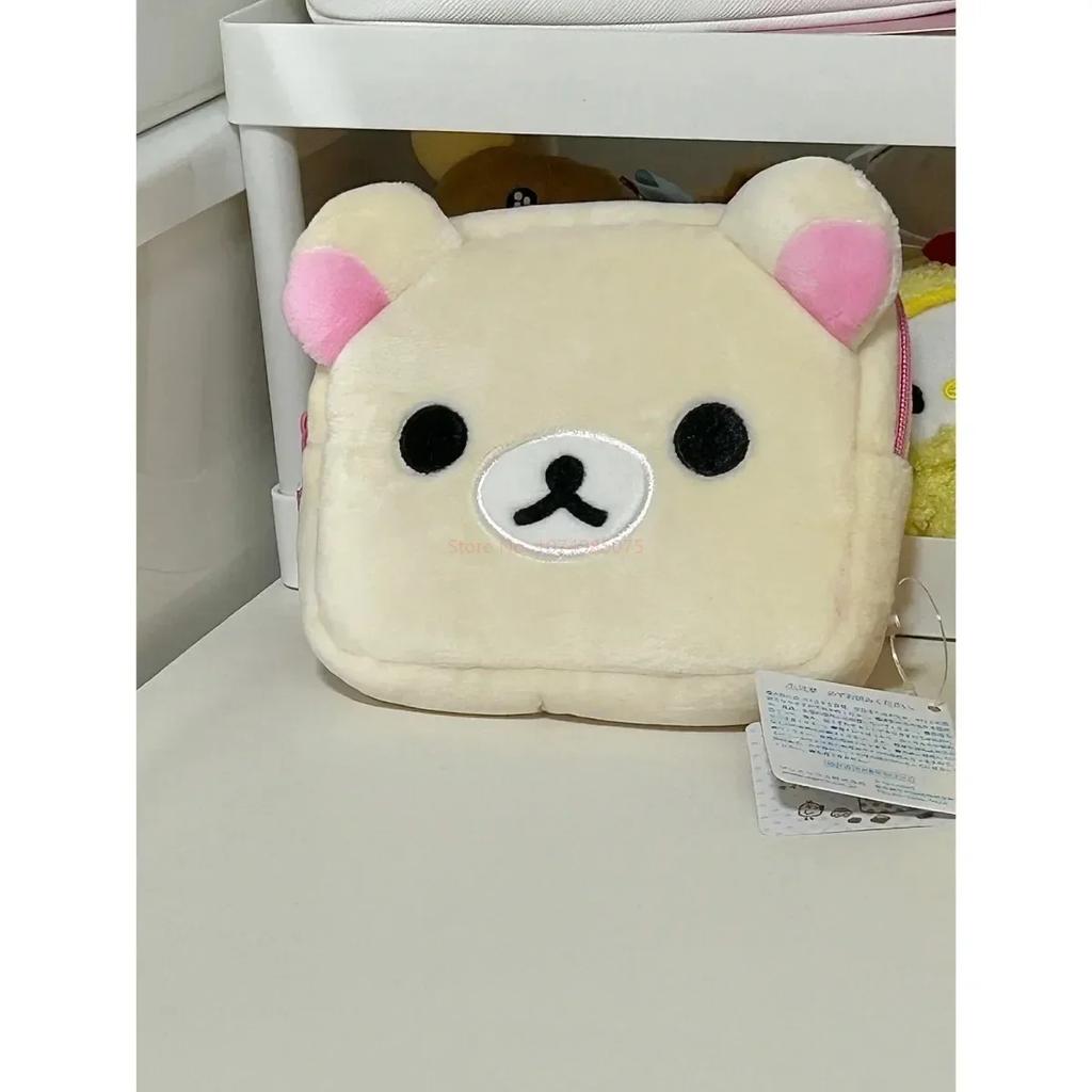 Кавайная сумка для карандашей Rilakkuma, органайзер для макияжа, сумка для хранения, мультяшный плюшевый мультикейс с медведем, кавайные косметички, кейс для туалетных принадлежностей, косметичка