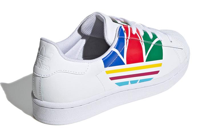 adidas Оригиналы SUPERSTAR Pure J Удобные Устойчивые к истиранию Низкие Детские Скейтбордические Кроссовки Белый Мультиколор FW4005