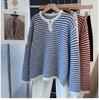 Women's Striped Knitted Cardigan Sweater, Loose Pullover for Spring, Autumn, and Winter 2025.