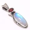 Подвеска из натурального радужного лунного камня, граната из стерлингового серебра 925 пробы 1,38" o0m28