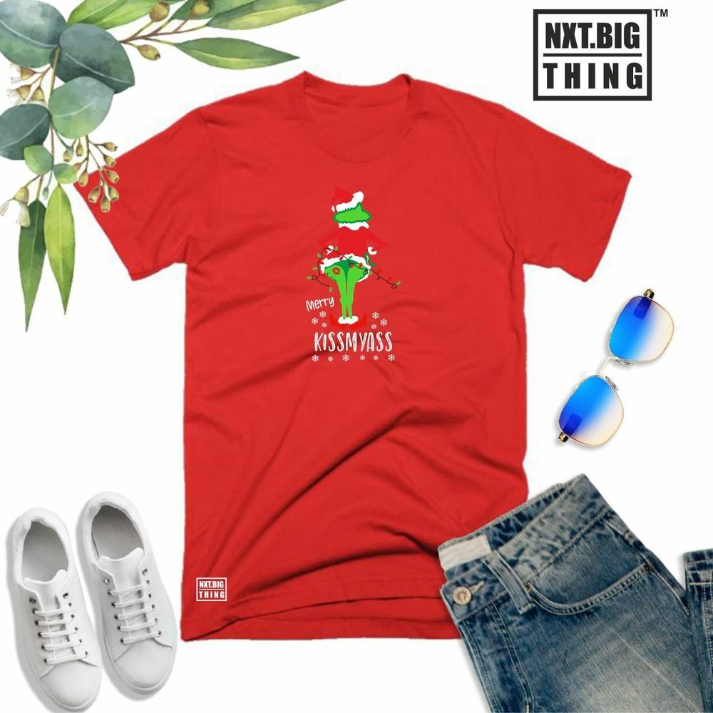 Merry Kissmyass T Shirt Funny Rude Offensive Joke Christmas Xmas Gift Kids Top