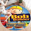 Bob Builder Theme Custom Name Round Area Rug Carpet Rug For Living Room Bedroom Sofa Playroom Decor Nonslip Floor Mat