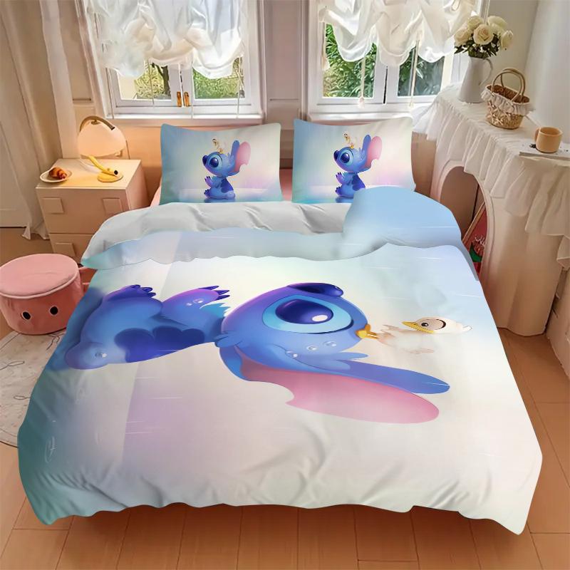 3Pcs Stitch Angel Adventure Bedding Set Quilt Cover Pillowcase Home Christmas Xmas Halloween Gift 1 Duvet Cover 2 Pillowcase M928450