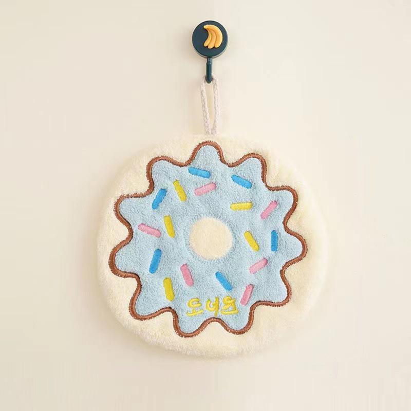 Cute Cartoon Pattern Kids Hanging Towel For Home Bathroom Kitchen Wiping Hands Thickening Absorbent Soft Towel With Hanging Loop