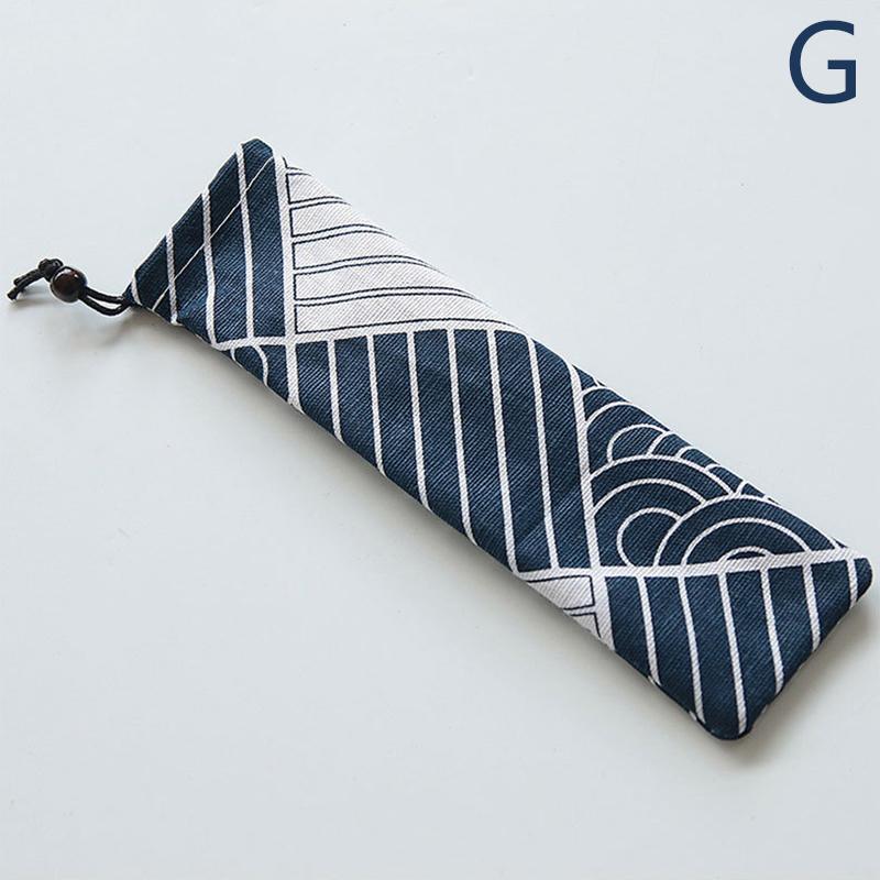 Японский стиль Сумка для столовых приборов Многоразовый дорожный мешочек на шнурке для кухонной посуды Вилка, ложка, бамбуковые палочки для еды, щетка для чистки