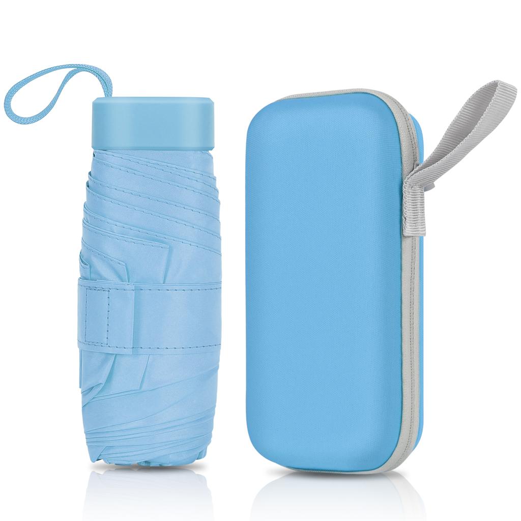 Mini Capsule Umbrella 6 Folding Windproof UV Protection Travel Folding Umbrella Small and Portable Solid Color Pocket Sunshade