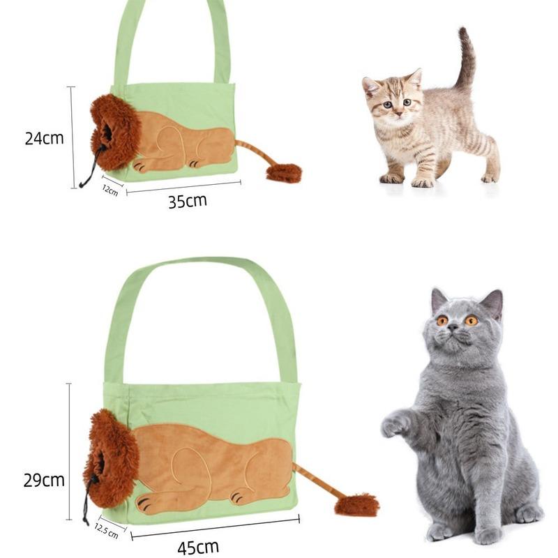 Pet Canvas Shoulder Bag Lion Shaped Dog Carrier Comfortable Cats Carrying Pouch Handbag Puppy Messenger Bag For Outdoor Travel