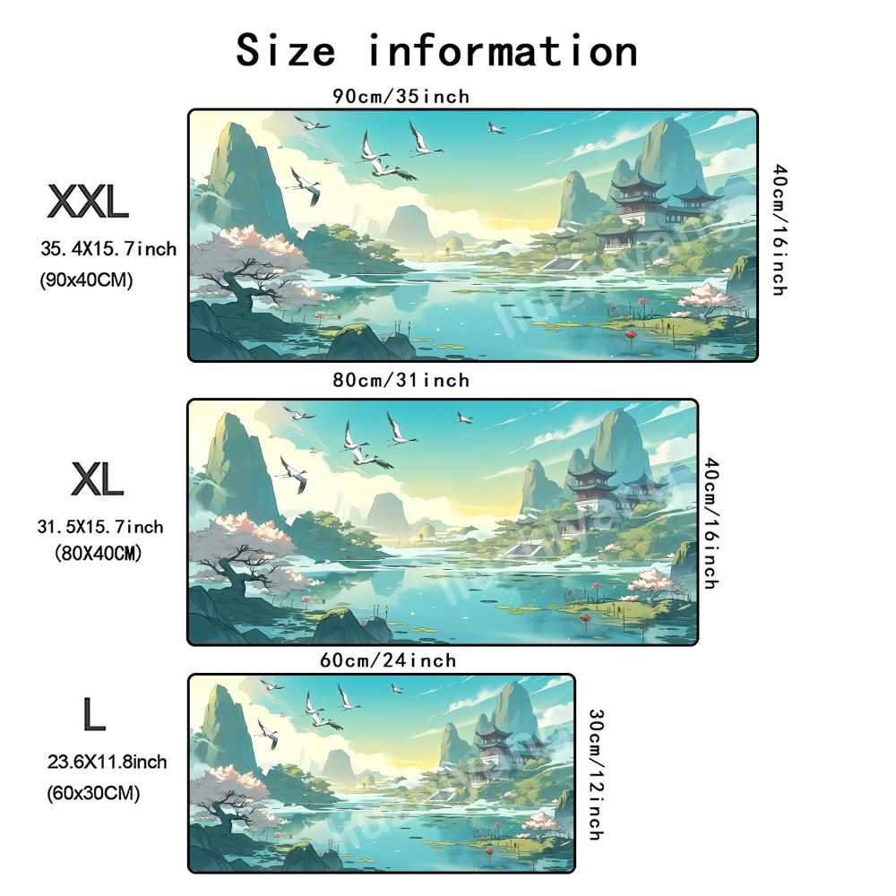 Landscapes Mouse Pad Large Computer Office Game Table Mat Rubber AntiSlip Stitched Edge Keyboard Mats 90x40 Xxl Desk Pads