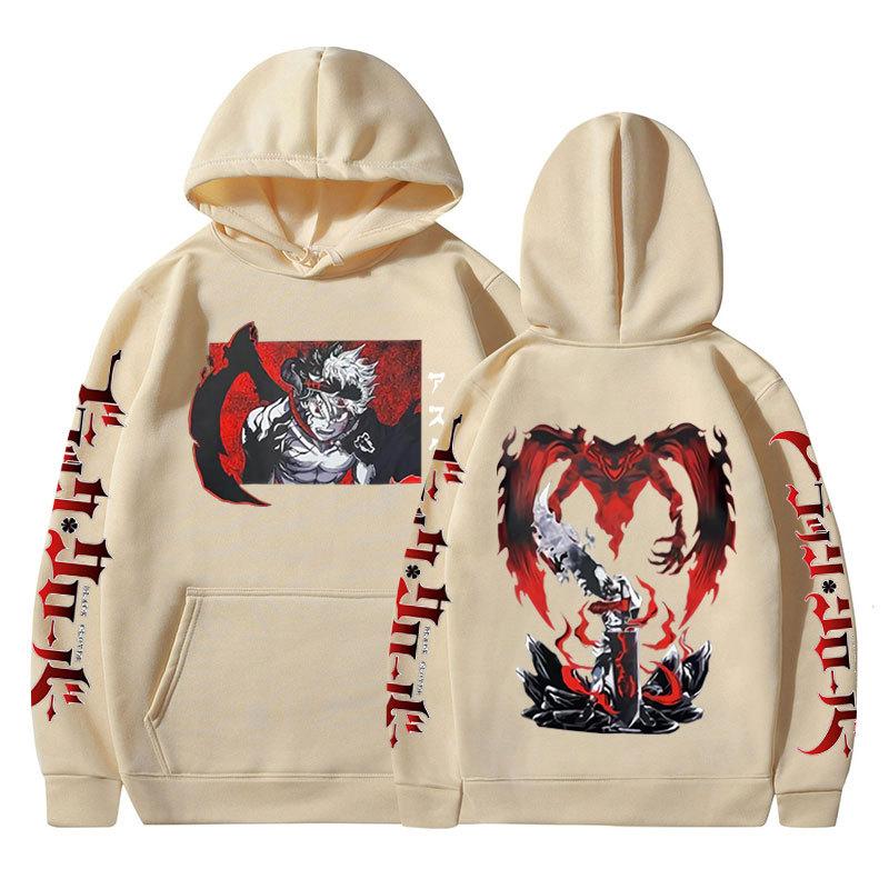 Толстовка с черным клевером в японском стиле Asta, двусторонние толстовки с графическим рисунком, винтажные мужские повседневные толстовки большого размера в стиле Харадзюку, пары