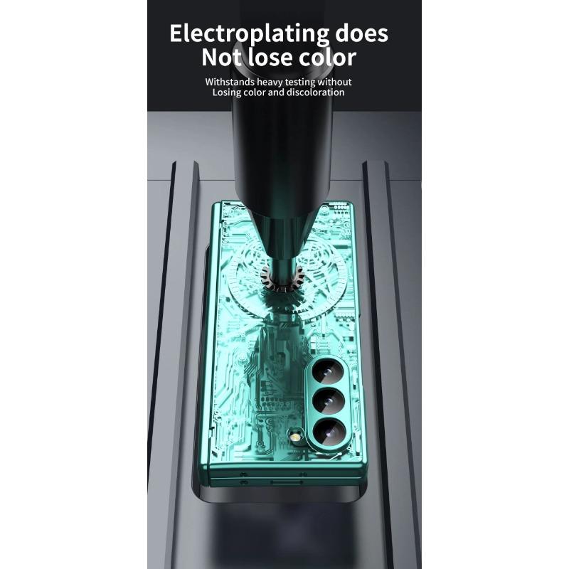 Гальванизированный пластиковый чехол для телефона Samsung Galaxy Z Fold 6 5 4 3 Fold6 Fold5 Fold4 Fold3 5G Hard Shell Hinge Protection Cover