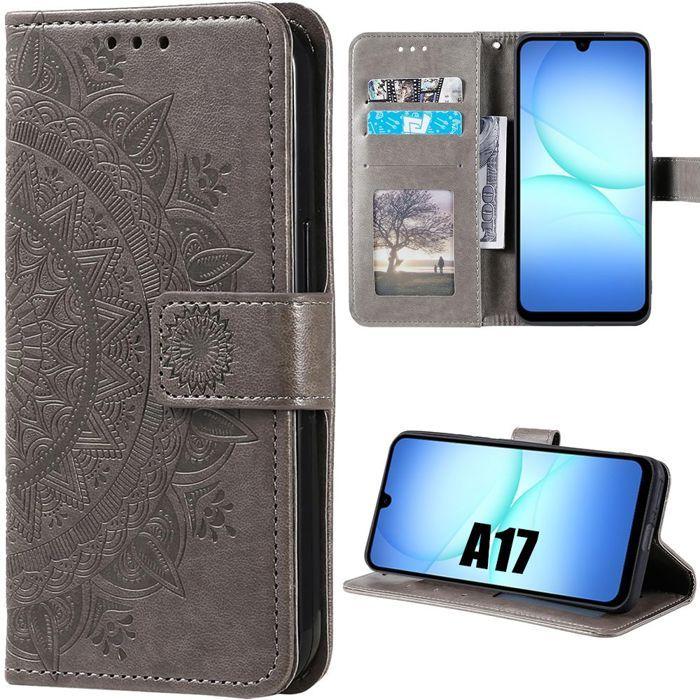 Coque de Protection - BOOLING - pour Samsung Galaxy A17 4G/5G - Effet Cuir Antichoc Marron Motif Mandala