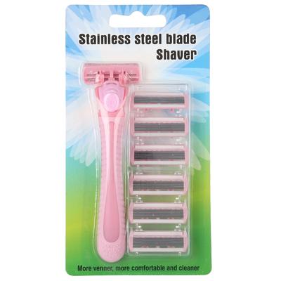 6шт шестислойные женские лезвия женский ручной эпилятор для удаления волос на теле с 1 ручкой