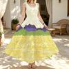 Sleeveless Beach Dress Colorful Patchwork Design,Soft Flowy Fabric,Comfortable Fit,Stylish Flattering Versatile for Casual,Vacation,Outdoor Daily Wear