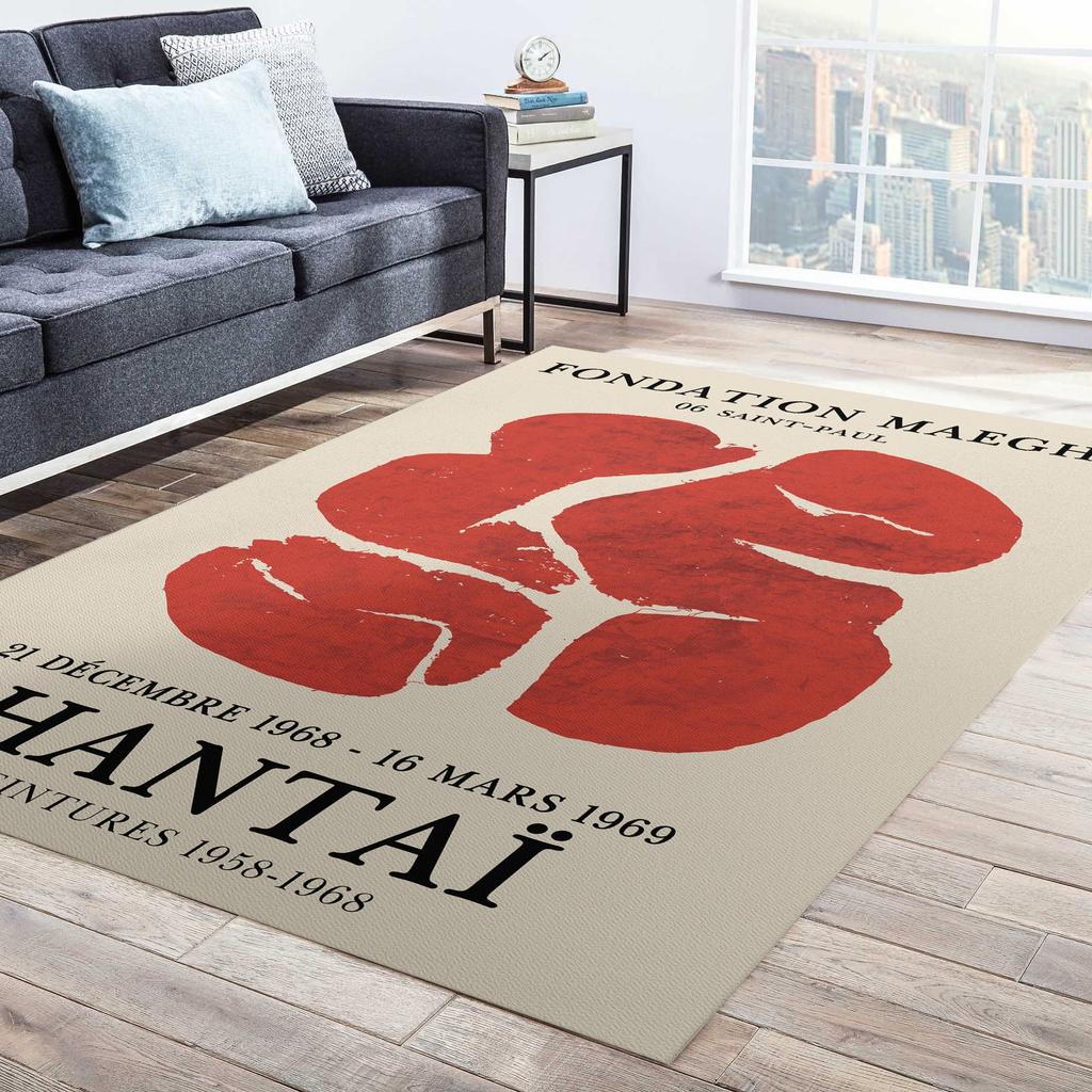 Simon Hantai Galerie Maeght Exhibition Poster Abstract Minimalism Painting Rugs for Bedroom Aesthetic Area Rug Bedroom Door Mat