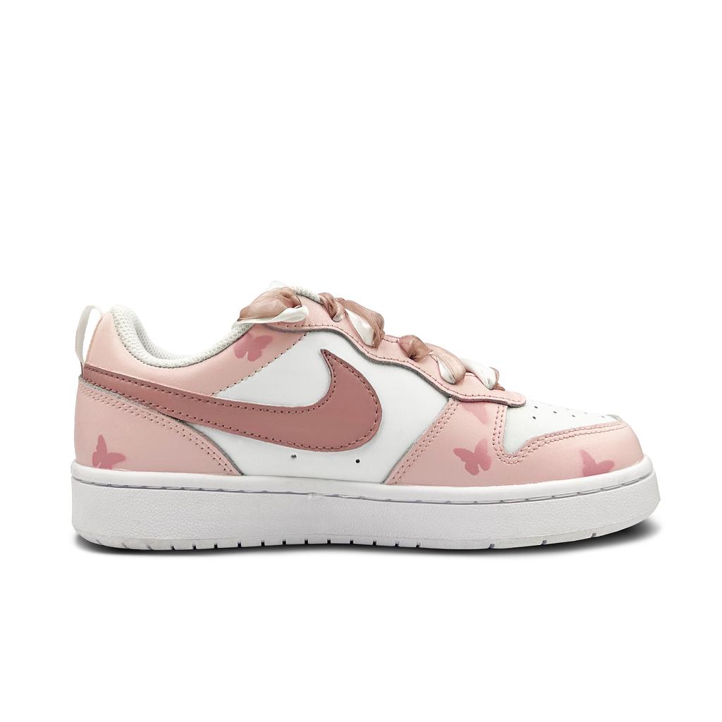 Nike Кроссовки Court Borough Dreamy Bowknot Низкие Скейтбордические Обувь для Девочек Розовый Белый BQ5448-100(Команда183-)