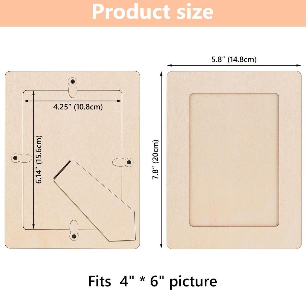 8pcs/set Wooden Picture Frame Set Unfinished DIY Photo Frame with Stickers Painting Tools Color Rhinestone Stickers for Kid