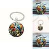 Cute Watercolor Bird Group Glass Keychain With Alloy Attachment For Gift And Accessory