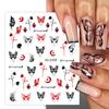 2pcs 3D Butterfly Nail Art Sticker Red Metallic Star Moon Design Manicure Accessories