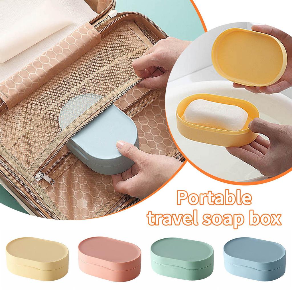 Macaron Color Travel Soap Box Portable Creative Soap Case Home Waterproof With Lid Soap Plastic Tray Rack Bathroom Accessories