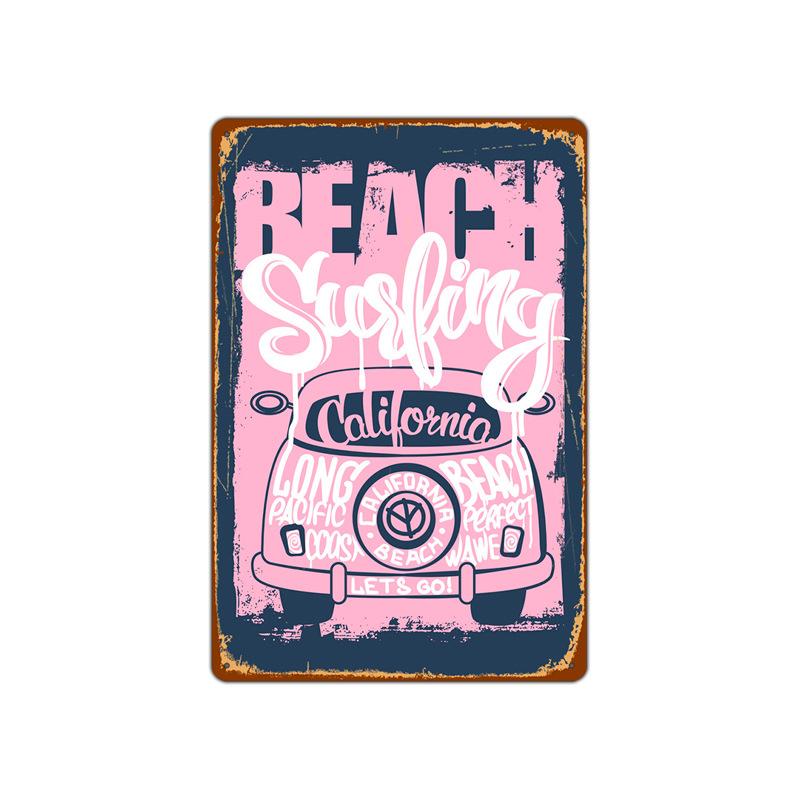 Летний пляжный закат, металлическая жестяная вывеска, таблички, декорации, железная живопись, кафе-бар, домашний декор, приморский дом, стена, жестяная пластина, постер