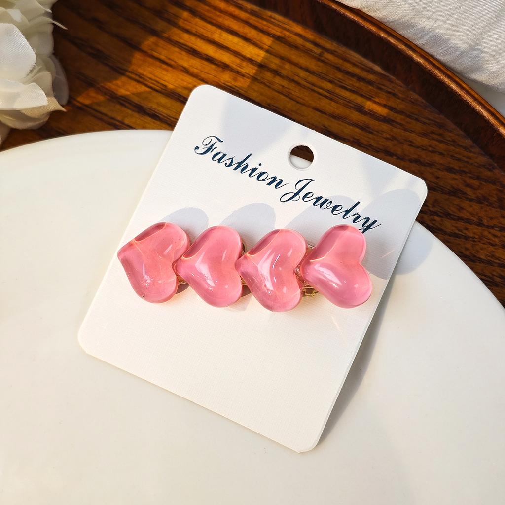 Dongdaemun Simple Color Ice Glitter Love Hairpin, Sweet Dopamine Children'S Bangs Duck Bill Clip