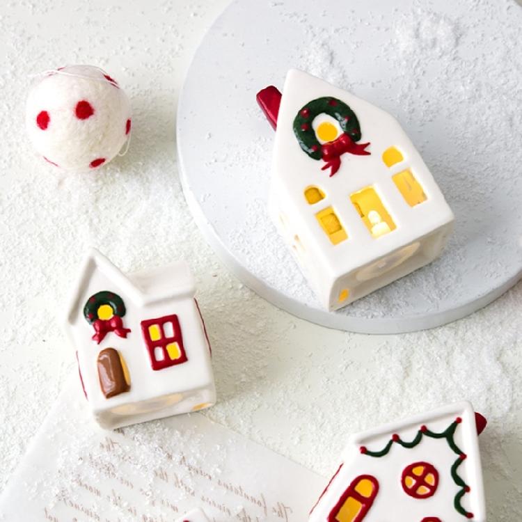 Праздничные керамические домики, декорации, подсвечники на батарейках, рождественская деревня, сезонный подарок, готовые к праздничной демонстрации