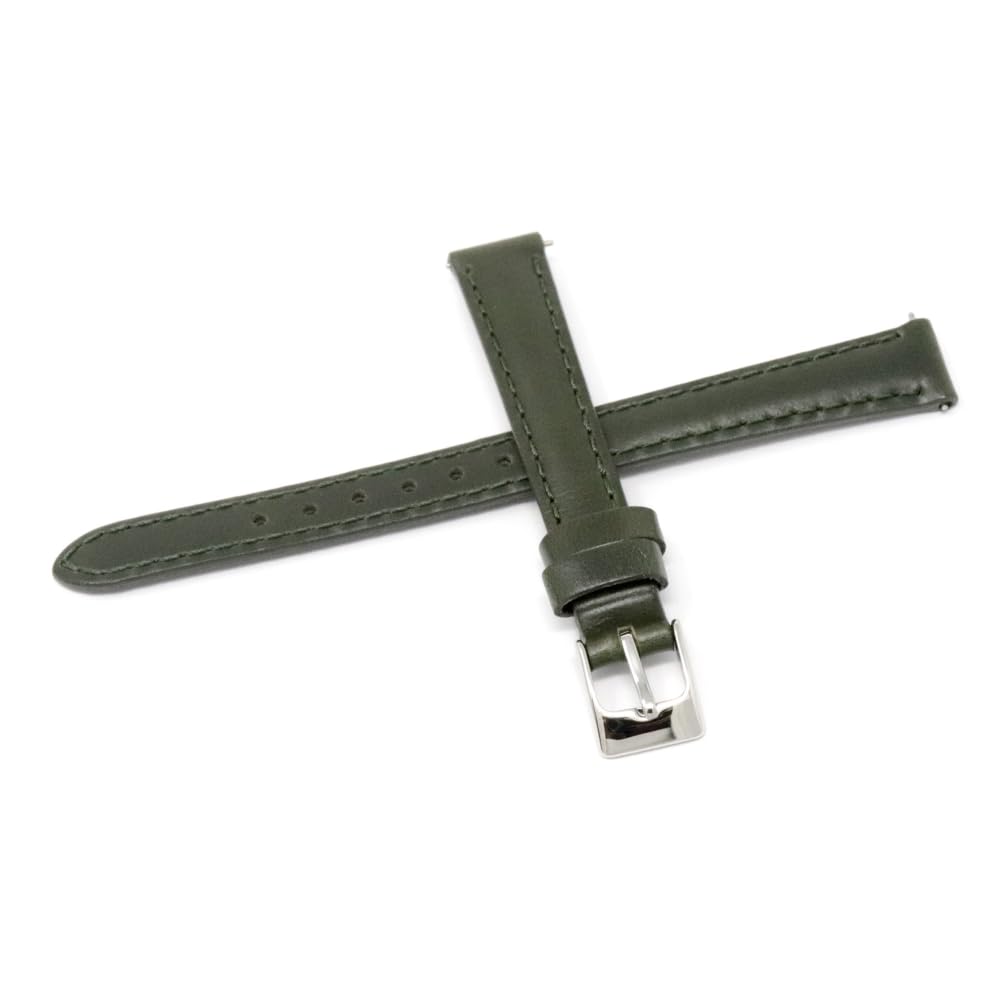 SEIKO Genuine Leather Watch Strap, Cordovan-Style Cowhide, Smart Change Tool-Free, 12mm, Model RS12C12GN, Green, Women's