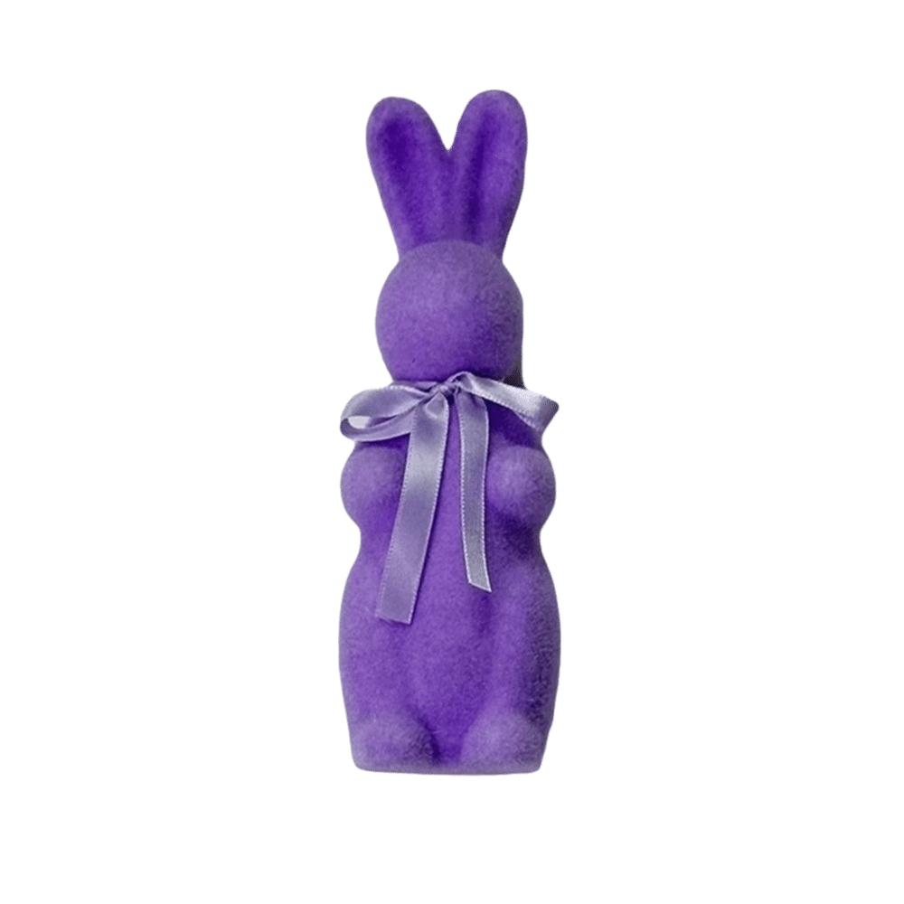 With Bow Tie Bunny Decoration Creative Large Flocking Rabbit Statues Cute Design Party Rabbit Ornaments Indoor Outdoor Lawn
