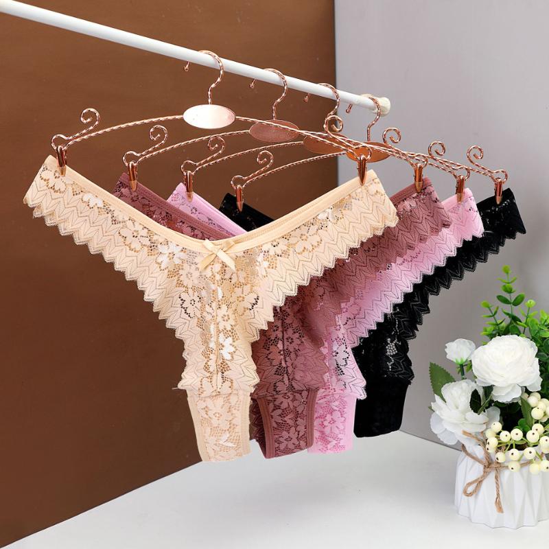 European Size S-L Sexy Lace Thong Bow Cute Briefs Yoga Invisible Panties