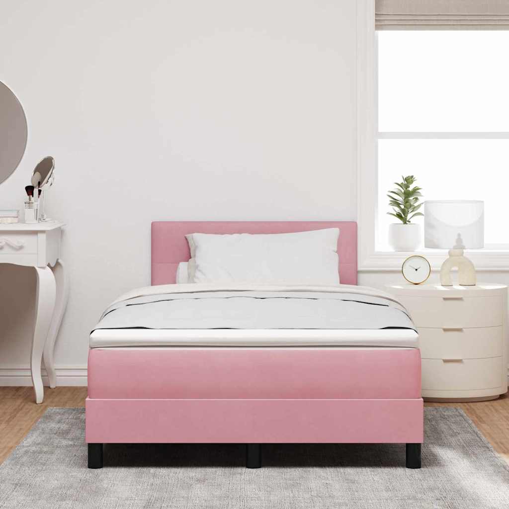LED Box Spring Bed with LED Light Strips Pink 120 x 200 cm Velvet