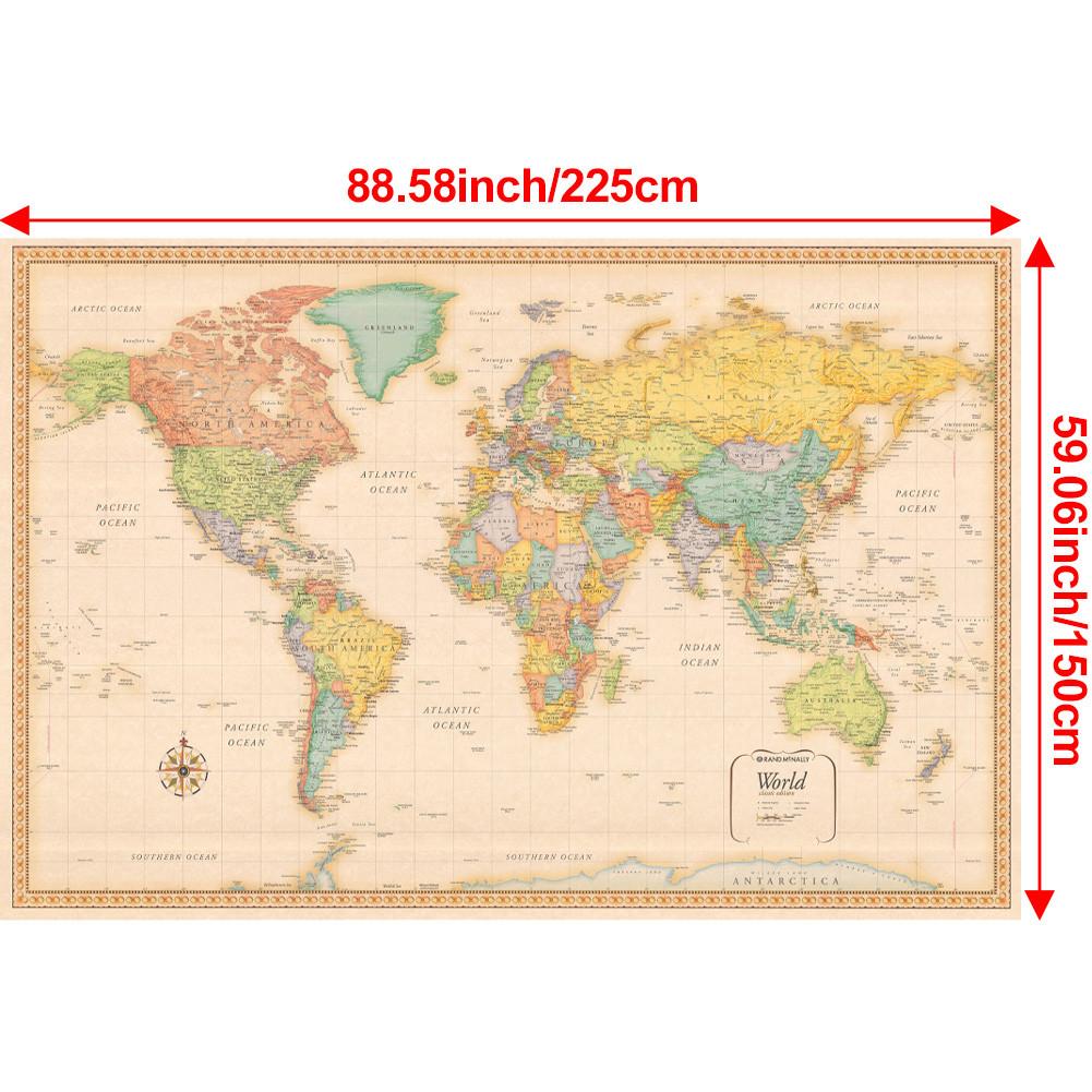 Бескаркасный холст с картой мира, постер, для интерьера/улицы, образовательный географический декор, учебные пособия, товары для путешествий