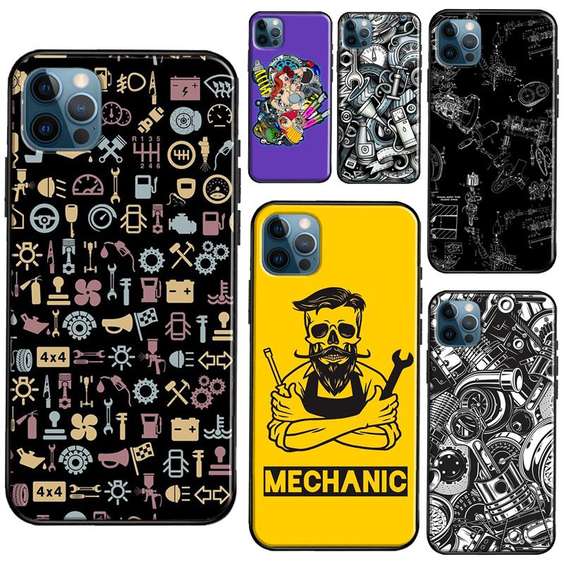 Автомобильные запасные части, чехол для двигателя автомобиля для iPhone 13 11 14 Pro Max 12 mini, полный чехол для iPhone XR XS Max X 7 8 Plus SE 2020