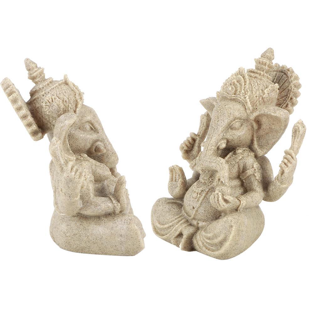 Sandstone Resin Indian Ganesha Elephant God Statue Fengshui Buddha Sculpture Home Decor Crafts