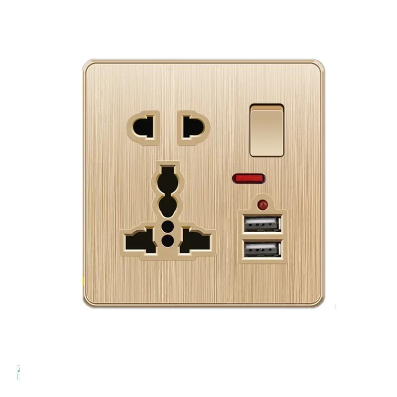 Depoguye Gold 13A UK Plug USB настенная розетка, универсальная розетка на 10 отверстий с выключателем электрическая настенная розетка с USB зарядным устройством