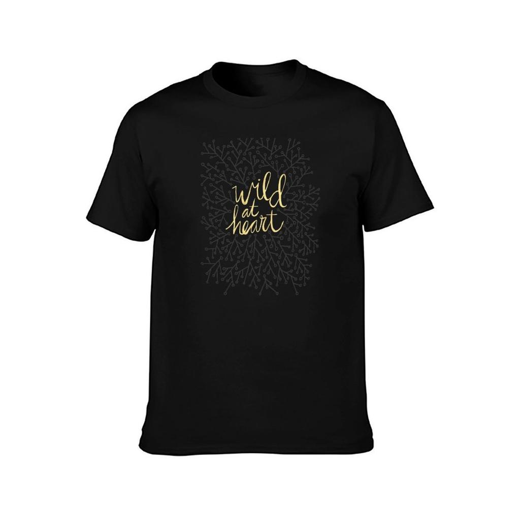 Wild at Heart Gold on Black TShirt Functional Casual Short Sleeve Tee