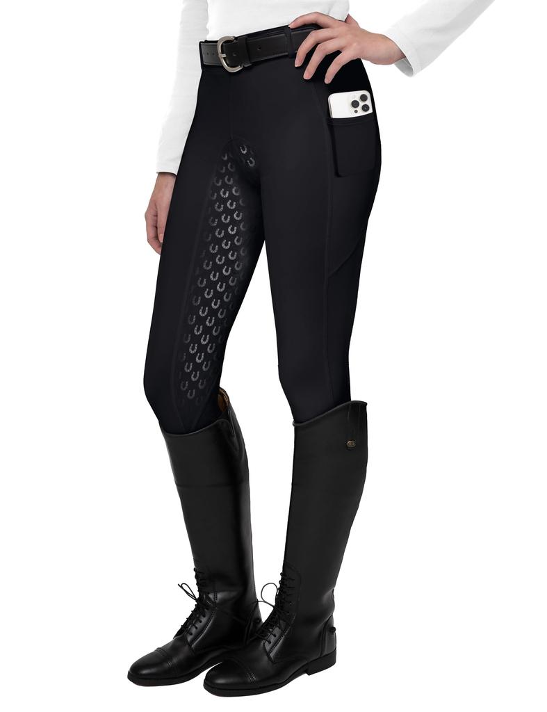 FitsT4 Full Seat Riding Tights Active Silicone Grip Riding Tights Riding Pants Black M Women's