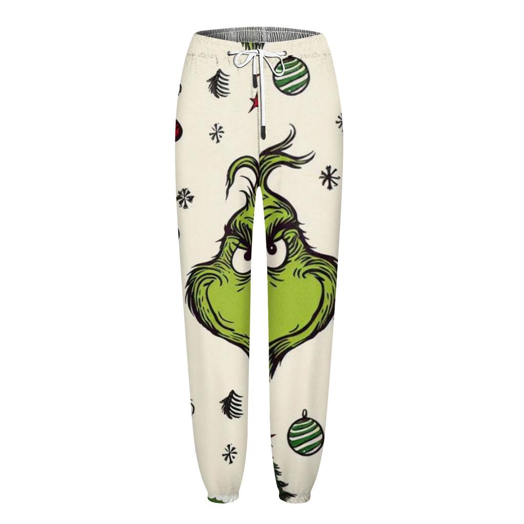 Женские повседневные модные рождественские принтованные повседневные спортивные брюки с эластичной талией и завязками на шнурке