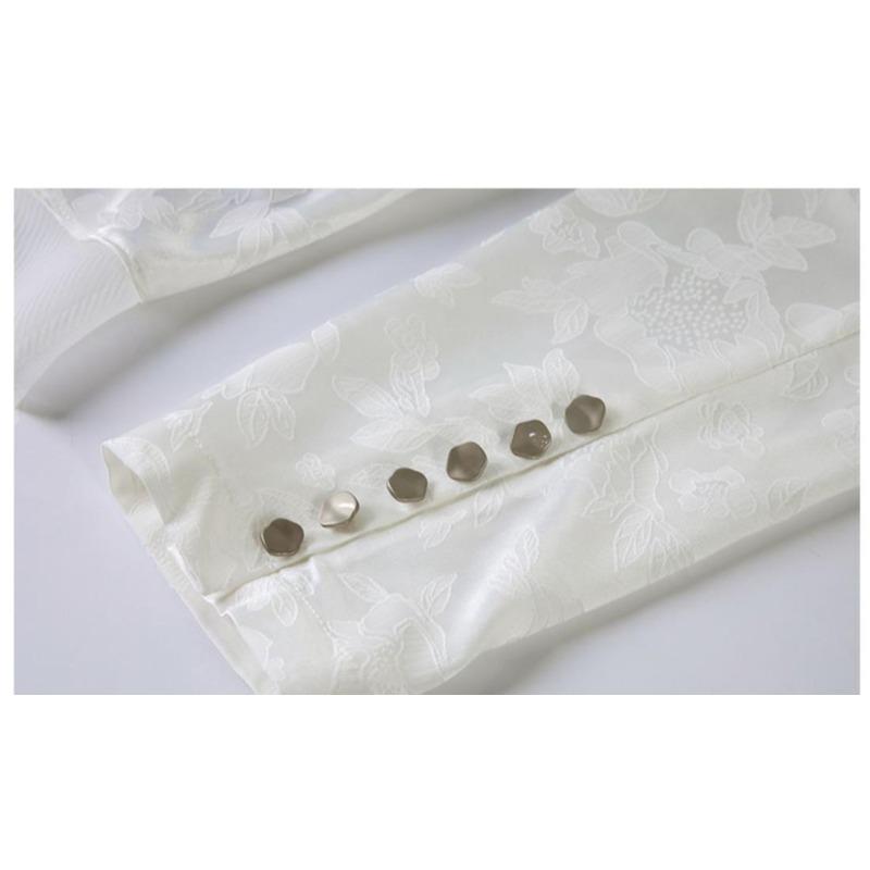 Шикарная блузка с пряжкой, расписанная тушью, для женщин - неровный подол, летний стиль, топ с шифоновыми рукавами