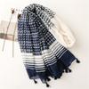 Spring Autumn Fashion Luxury Brand Navy Blue Dot Viscose Shawl Scarf Women High Quality Print Hijabs and Wraps Muslim Sjaal