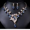 Women Retro Necklace Earrings Set Female Crystal Banquet Dress Accessories