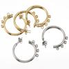 10pcs Stainless Steel Porous Gold Plated C Shape Huggie Earring Posts Anti-allergy Ear Studs Earrings for Jewelry Making DIY