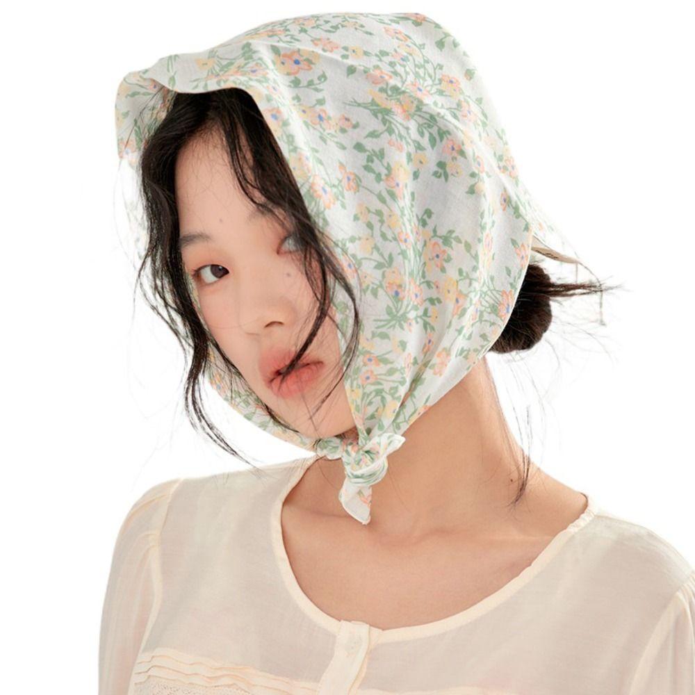 Scarf Accessories Neck Tie Flower Silk Scarf Square Scarf Hair Band Female Printed Scarf
