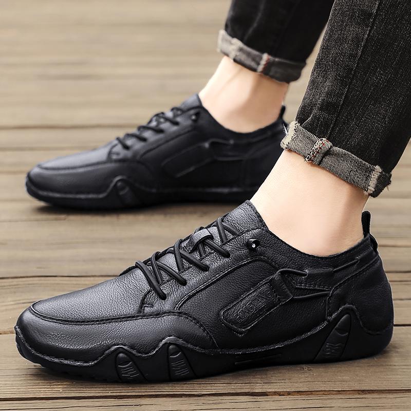 Модные новые мужские туфли из натуральной кожи, модные повседневные туфли для офиса и отдыха на мягком дне со шнуровкой, удобные туфли для вождения и ходьбы