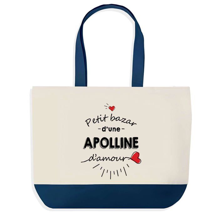 Tote bag - PLANETEE - Bazar d'une Apolline d'amour - fond bleu - coton 40x45 cm - Fabriqué en France
