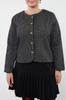  Women's Plus Size Jacket Black-White Plaid Check Lined Buttoned Tweed Jacket