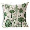Nordic Geometric Leaf Flower Cushion Green Floral Pillow For Home Sofa Decorative Linen Throw Pillowcase