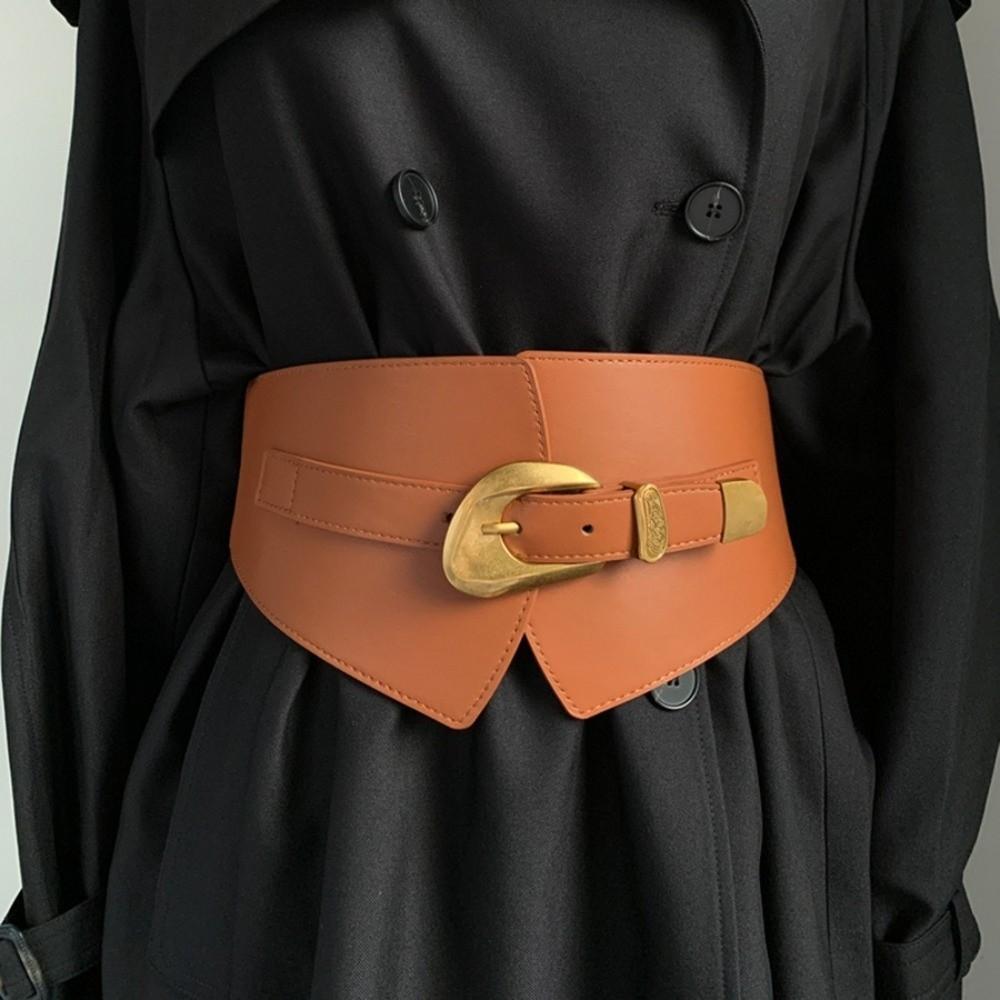 Elastic PU Leather Corset Solid Color Wide Belt Gothic Wide Cummerbunds Dress