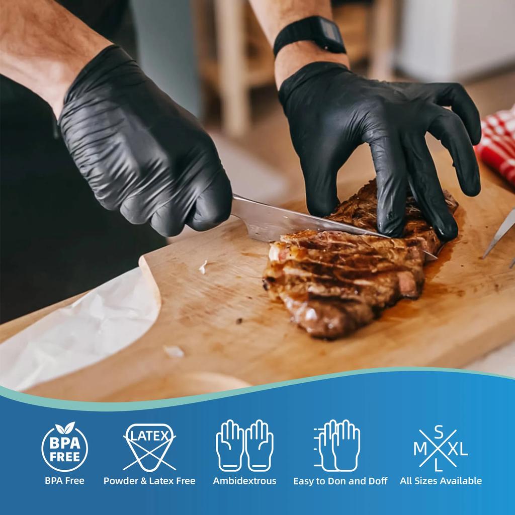 100/50/20pcs Black Latex Powder Free Disposable Nitrile Gloves Perfect for Tattooing Manicures Salon Cleaning Disposable Apparel