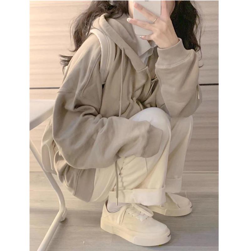 Женская толстовка с капюшоном оверсайз - Новый кардиган свободного кроя весна/осень 2024